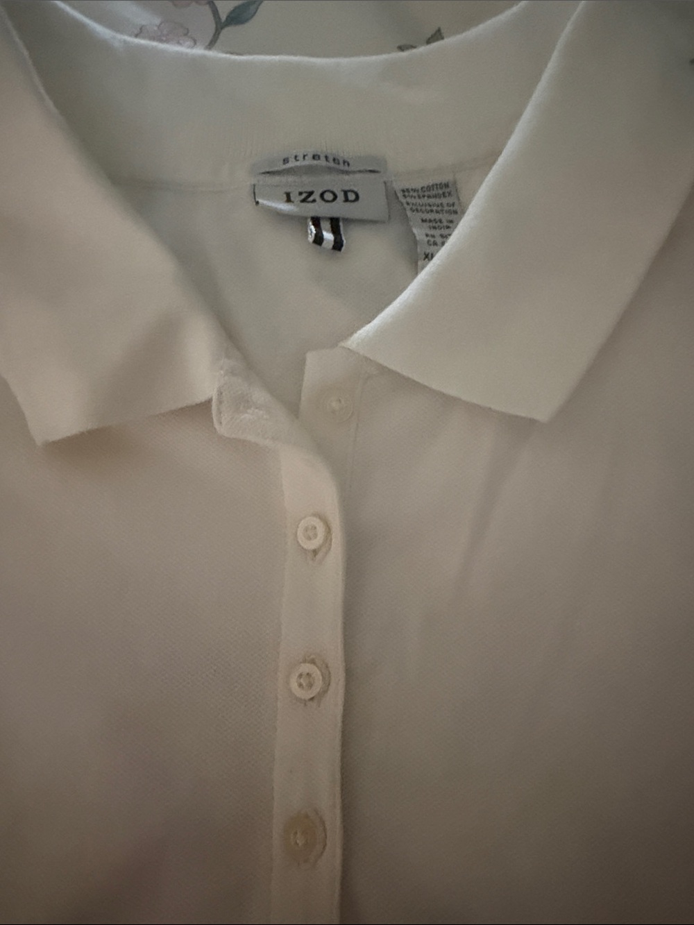 Izod White Polo Shirt with Button Placket